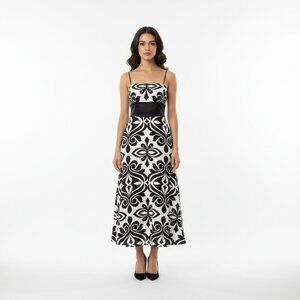 WHBM | Black White Printed Convertible Maxi Dress Sz 2